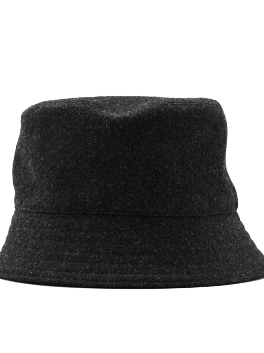 Authentic Prada Charcoal Gray Wool Bucket Hat with Triangle Logo